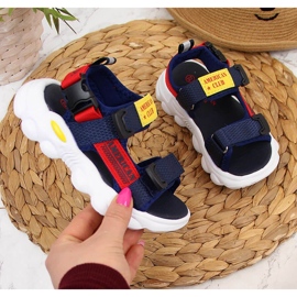 American Club sandalias azul marino con velcros para niño 1