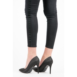 Tacones altos con brillo negro 5