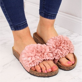 Pantuflas de mujer con flor rosa Jezzi rosado 4