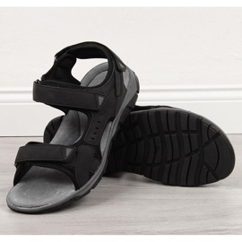 Sandalias deportivas de hombre American Club negras con velcro negro 1