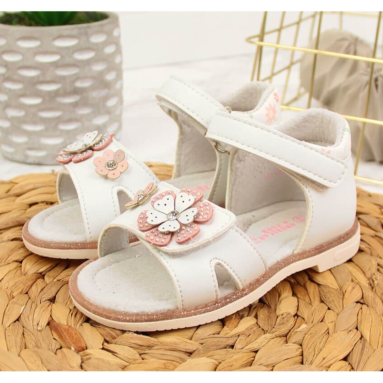 American Club sandalias blancas con velcros para niña blanco 2