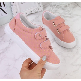 Deportivas de niña con velcro estrellas rosa Atletico rosado 1