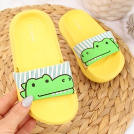 Pantuflas infantiles de espuma Befado amarillo con cocodrilo 1