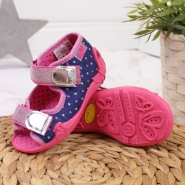 Zapatillas de niña para jardín de infantes en nabos Befado azul marino rosado 3