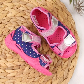 Zapatillas de niña para jardín de infantes en nabos Befado azul marino rosado 2