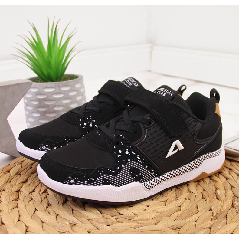 Deportivas de niño American Club negras con velcro negro 2