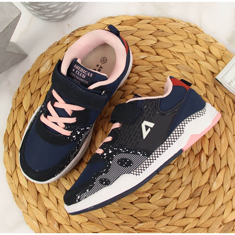 Deportivas niña con velcros azul marino American Club 2