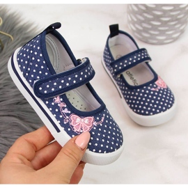 Bailarinas con velcro y lunares azul marino y blanco Atletico 1
