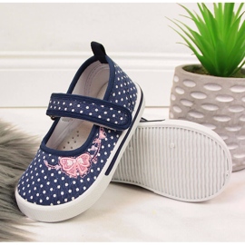 Bailarinas con velcro y lunares azul marino y blanco Atletico 2
