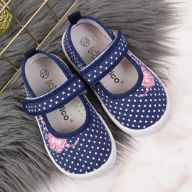 Bailarinas con velcro y lunares azul marino y blanco Atletico 3