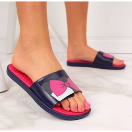 Chanclas de playa de mujer Atletico azul marino con velcro 4