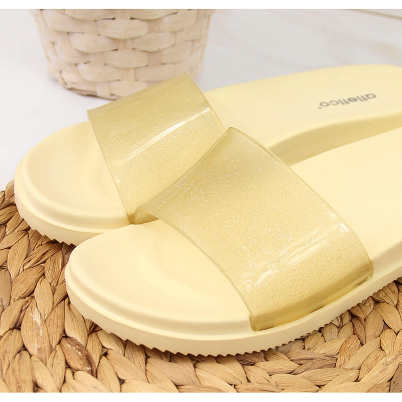 Chanclas de piscina de mujer Atletico beige con purpurina 2