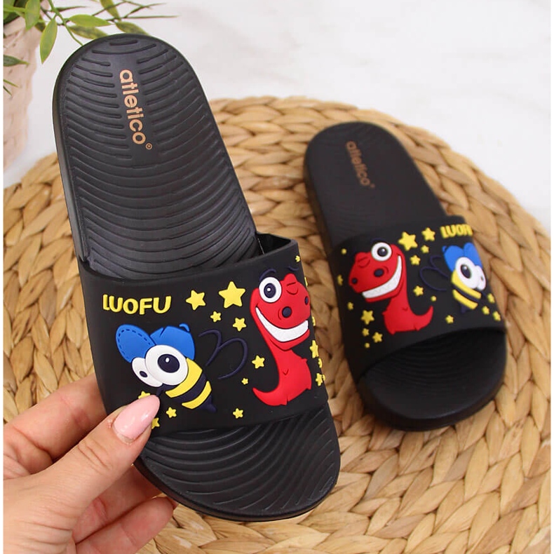 Atletico Zapatillas de casa de niño para la piscina del Atlético negro 1