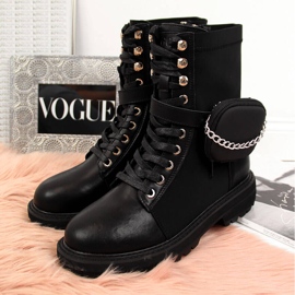 Botas de mujer de piel con bolsillo negro Goe II2N4024 3