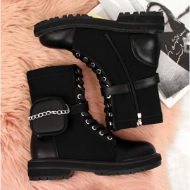 Botas de mujer de piel con bolsillo negro Goe II2N4024 4