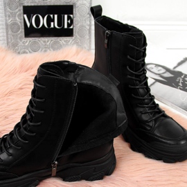 Botas de cuero de mujer en la plataforma negra Goe II2N4031 negro 4