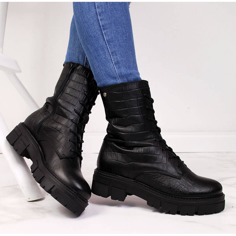 Negro Botas mujer en piel Goe II2N4099 1