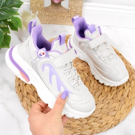 Deportivas niña con velcros American Club gris y morado blanco púrpura 1