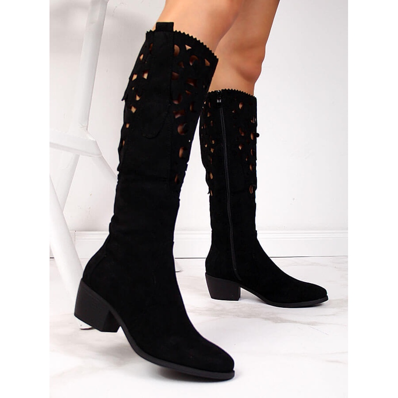 Botas mujer caladas, botas camperas de primavera, negro Jezzi 2