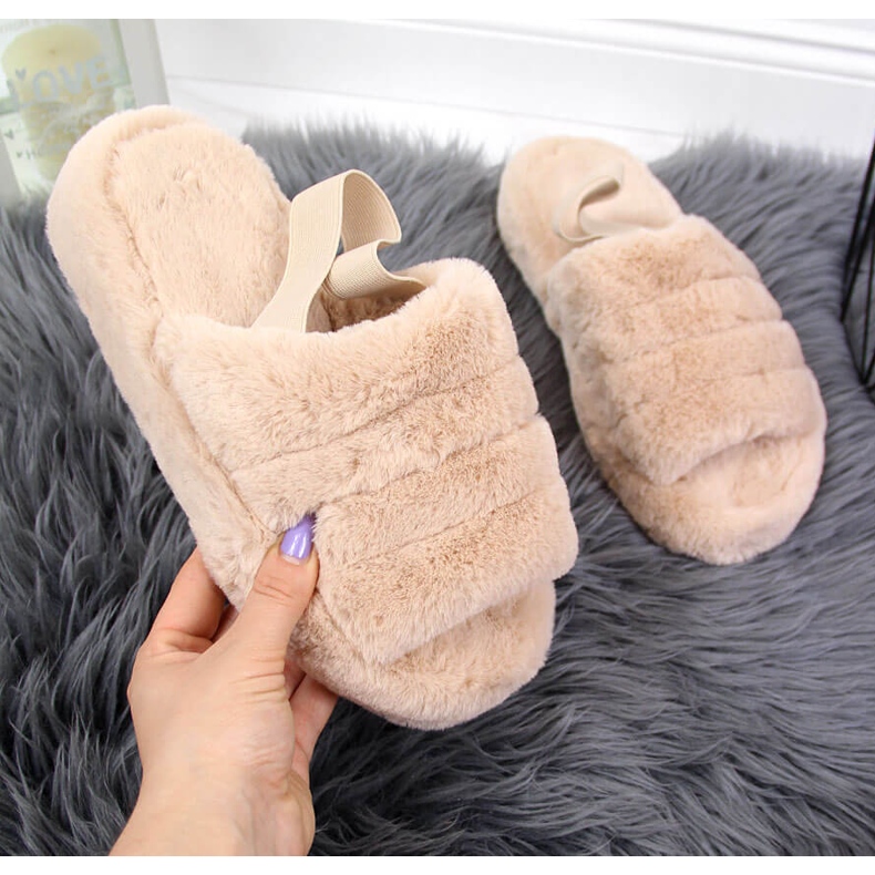 Zapatillas casa mujer Seastar pelo beige 2