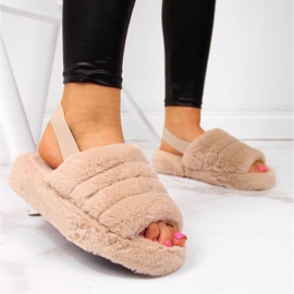 Zapatillas casa mujer Seastar pelo beige 4