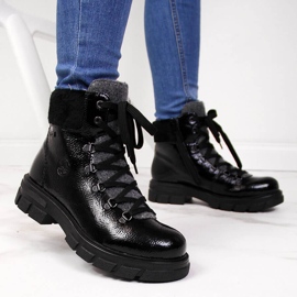 Botas aislantes mujer lacadas en negro Rieker Z9132-00 5