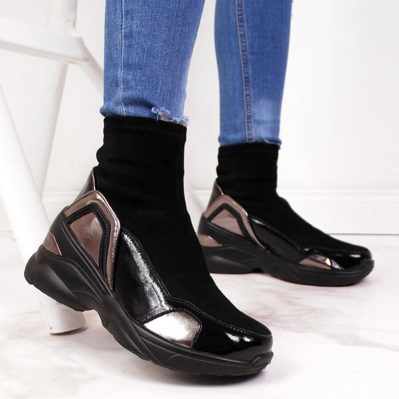 Zapatillas de mujer, tacones de cuña negro T.Sokolski 2