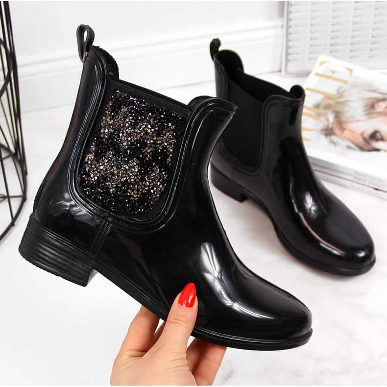 T.Sokolski Chanclas de mujer botas Jodhpur con circonitas negras T. Sokolski negro 2