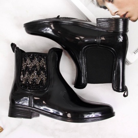 T.Sokolski Chanclas de mujer botas Jodhpur con circonitas negras T. Sokolski negro 3