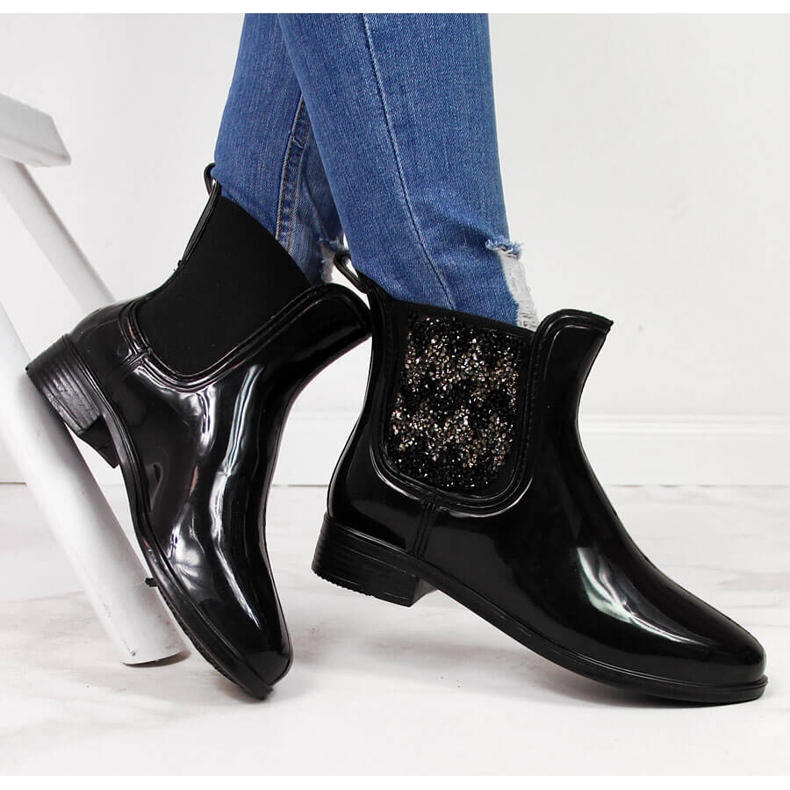 T.Sokolski Chanclas de mujer botas Jodhpur con circonitas negras T. Sokolski negro 1