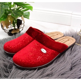 Zapatillas de estar por casa de mujer rojas Inblu con tacón de cuña rojo 3