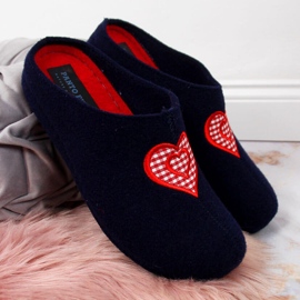 Zapatillas casa mujer fieltro azul marino Panto Fino 5