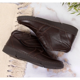 Botas de mujer de piel marrón con velcro, marrón Łukbut 676 3
