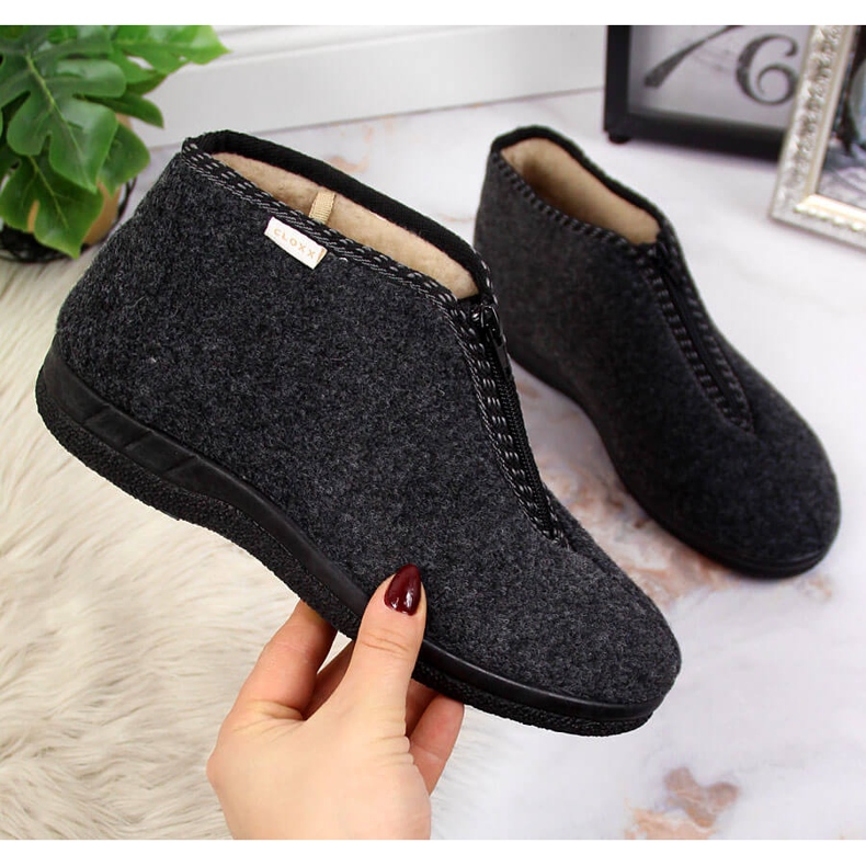 Zapatillas de estar por casa para mujer, aisladas con cremallera, gris Cloxx 2