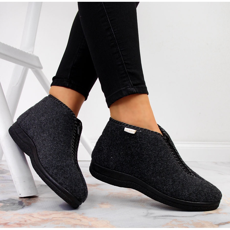 Zapatillas de estar por casa para mujer, aisladas con cremallera, gris Cloxx 1