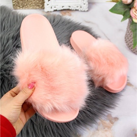 Pantuflas mujer con pelo rosa Msmg rosado 2
