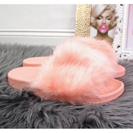 Pantuflas mujer con pelo rosa Msmg rosado 3