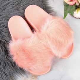 Pantuflas mujer con pelo rosa Msmg rosado 4