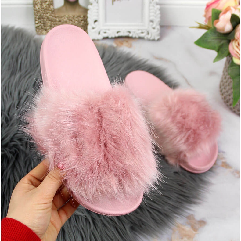 Pantuflas mujer con pelo violeta claro Msmg púrpura 2