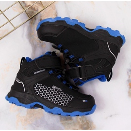 Botas de nieve de trekking impermeables negras American Club negro azul 2
