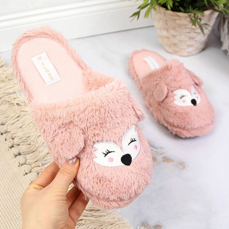 Babucha mujer pelo con orejas rosa Cloxx 2