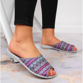Zapatillas de casa de mujer noruegas, estampado violeta Befado gris 4
