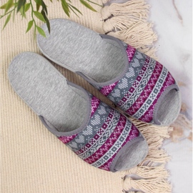 Zapatillas de casa de mujer noruegas, estampado violeta Befado gris 3