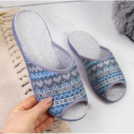 Zapatillas de estar por casa mujer Patrón noruego gris Befado azul 2