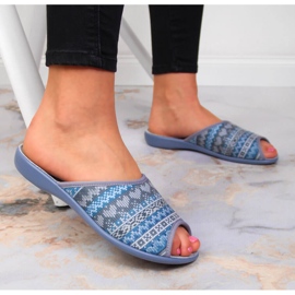 Zapatillas de estar por casa mujer Patrón noruego gris Befado azul 4