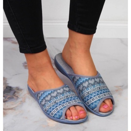 Zapatillas de estar por casa mujer Patrón noruego gris Befado azul 5