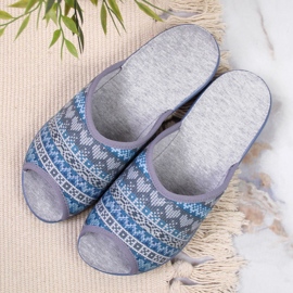 Zapatillas de estar por casa mujer Patrón noruego gris Befado azul 3
