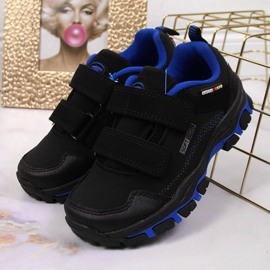 Zapatos de trekking para niños, velcro, negro y azul, American Club 2