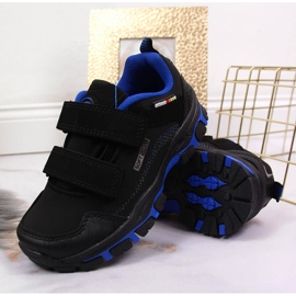 Zapatos de trekking para niños, velcro, negro y azul, American Club 4