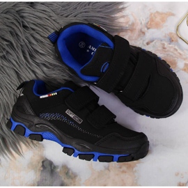 Zapatos de trekking para niños, velcro, negro y azul, American Club 3